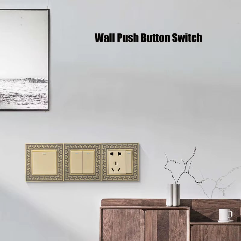 Retro Personality Wall Light Brass Lever Switch 1-4 Gang 2 Way Push Button Switch Bronze Zinc Alloy Panel