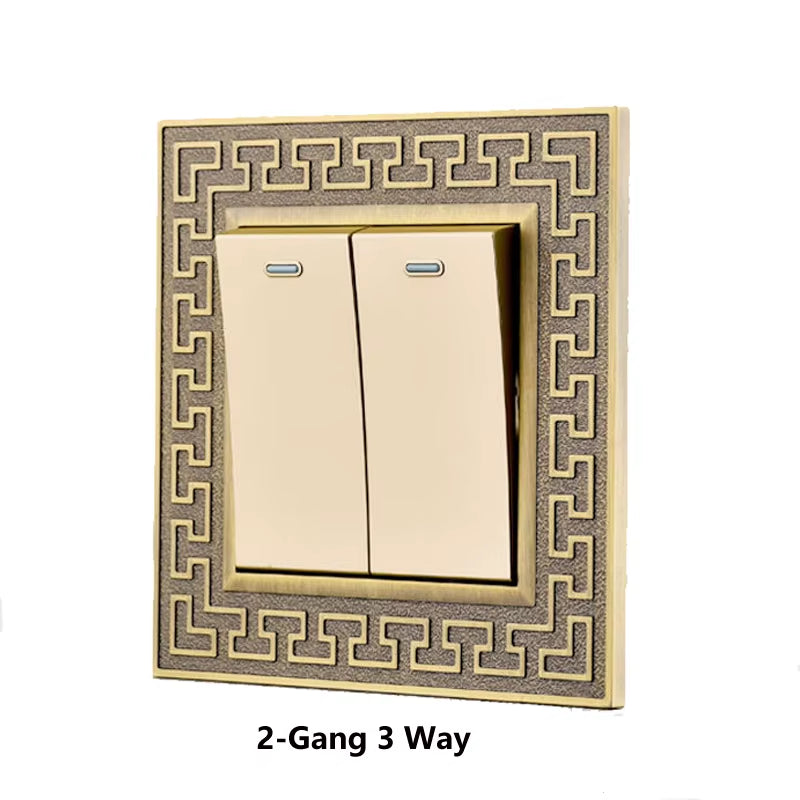 Retro Personality Wall Light Brass Lever Switch 1-4 Gang 2 Way Push Button Switch Bronze Zinc Alloy Panel