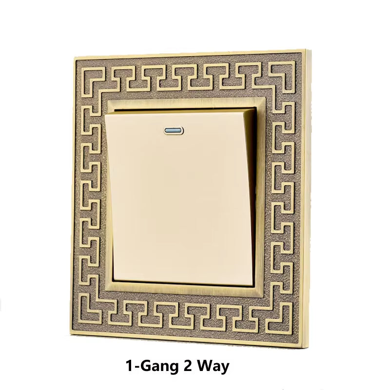 Retro Personality Wall Light Brass Lever Switch 1-4 Gang 2 Way Push Button Switch Bronze Zinc Alloy Panel