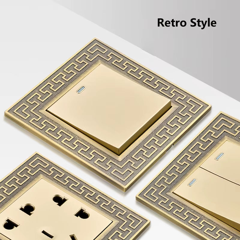 Retro Personality Wall Light Brass Lever Switch 1-4 Gang 2 Way Push Button Switch Bronze Zinc Alloy Panel