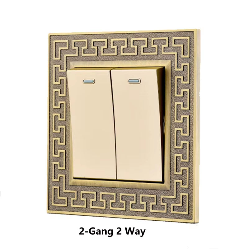 Retro Personality Wall Light Brass Lever Switch 1-4 Gang 2 Way Push Button Switch Bronze Zinc Alloy Panel