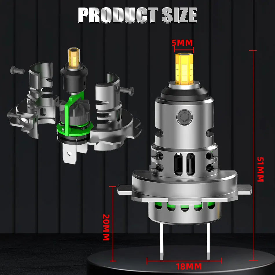 2200W 360 H7 LED Car Headlight Bulb Canbus 3000000LM Light for Car Turbo Mini Size H7 LED Headlamp 6000K 12V Wireless with Fan