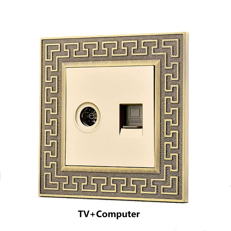 Retro Personality Wall Light Brass Lever Switch 1-4 Gang 2 Way Push Button Switch Bronze Zinc Alloy Panel