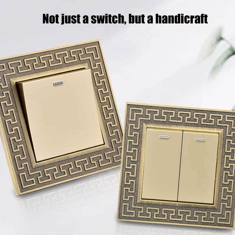 Retro Personality Wall Light Brass Lever Switch 1-4 Gang 2 Way Push Button Switch Bronze Zinc Alloy Panel