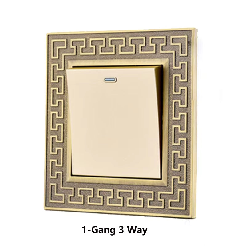 Retro Personality Wall Light Brass Lever Switch 1-4 Gang 2 Way Push Button Switch Bronze Zinc Alloy Panel