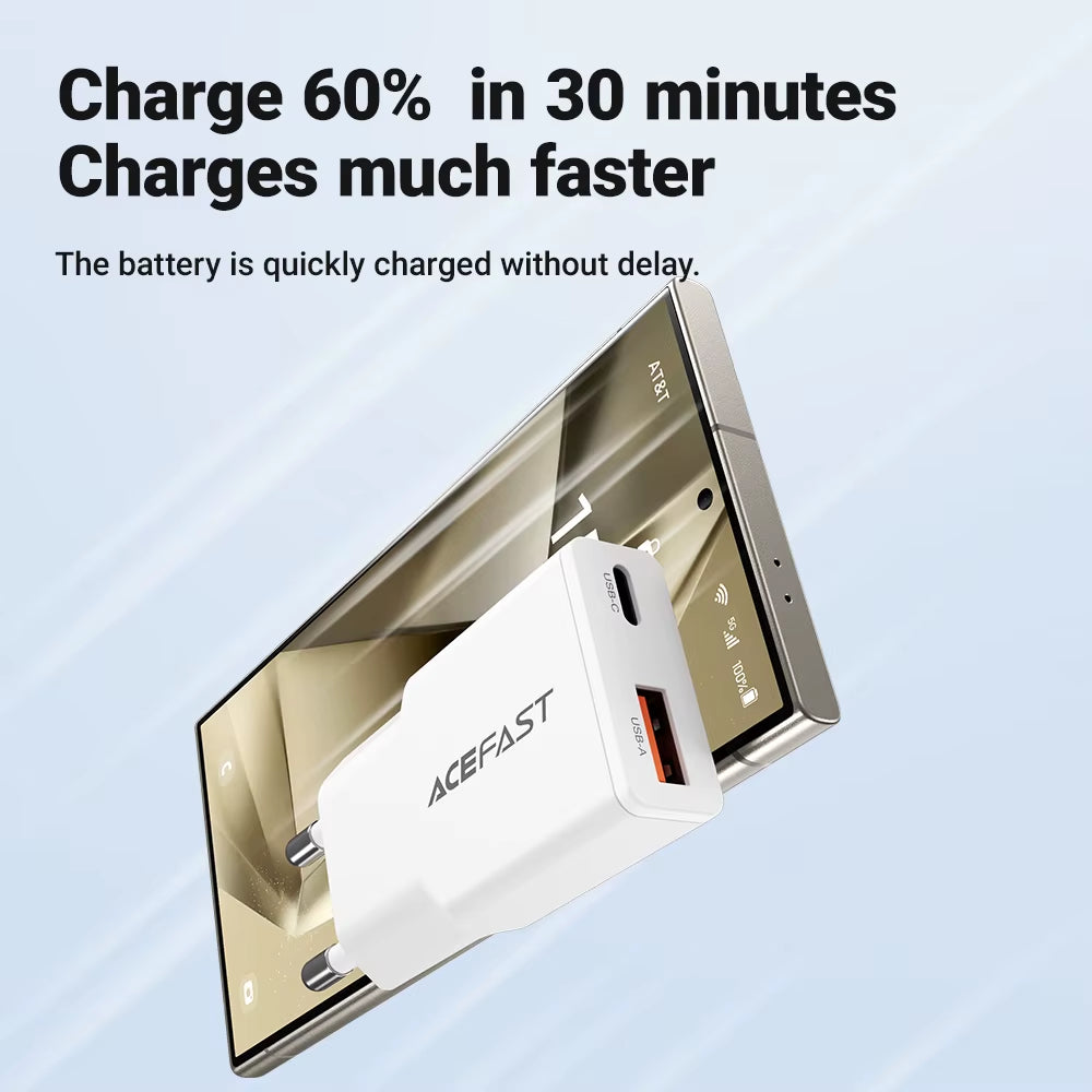 EU 30W Gan Ultra Thin Fast Charging USB C Phone Charger for Iphone 16/15 Pro Max PD QC3.0 Travel Adapter for Samsung S24