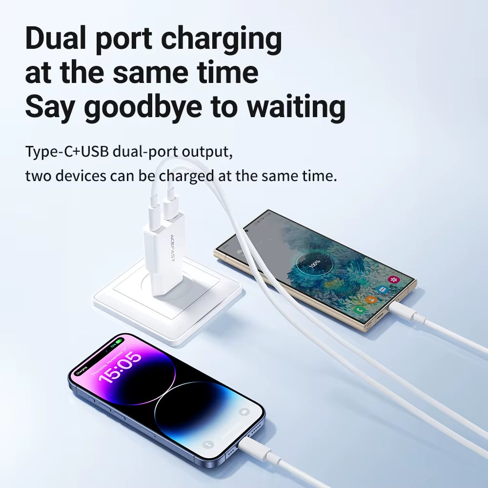 EU 30W Gan Ultra Thin Fast Charging USB C Phone Charger for Iphone 16/15 Pro Max PD QC3.0 Travel Adapter for Samsung S24