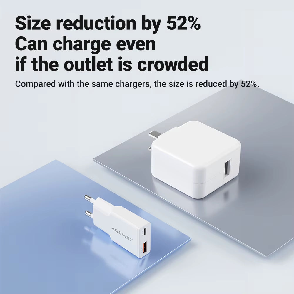 EU 30W Gan Ultra Thin Fast Charging USB C Phone Charger for Iphone 16/15 Pro Max PD QC3.0 Travel Adapter for Samsung S24