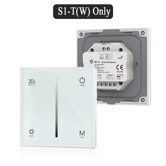 AC Triac Dimmer Ultra Sensitive High Strength Glass Touch 86 Panel Fade Mode for AC 110V 220V 230V Dimmable LED Lamps Dimming
