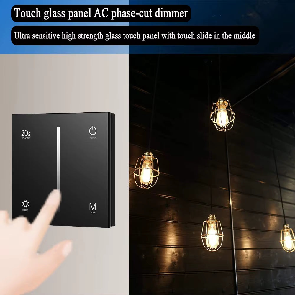 AC Triac Dimmer Ultra Sensitive High Strength Glass Touch 86 Panel Fade Mode for AC 110V 220V 230V Dimmable LED Lamps Dimming