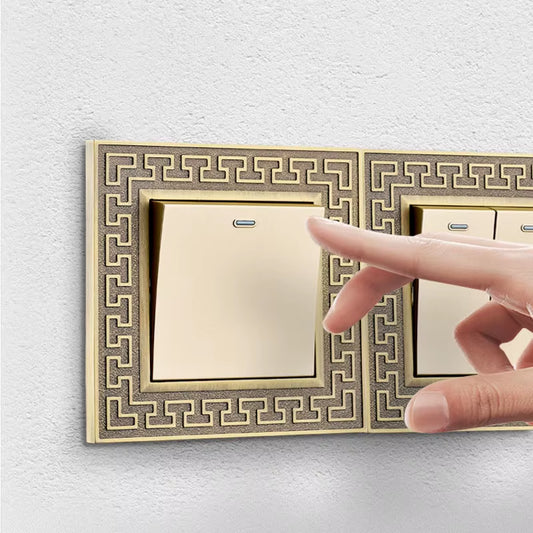 Retro Personality Wall Light Brass Lever Switch 1-4 Gang 2 Way Push Button Switch Bronze Zinc Alloy Panel