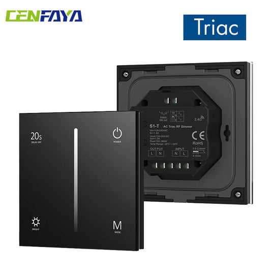 AC Triac Dimmer Ultra Sensitive High Strength Glass Touch 86 Panel Fade Mode for AC 110V 220V 230V Dimmable LED Lamps Dimming
