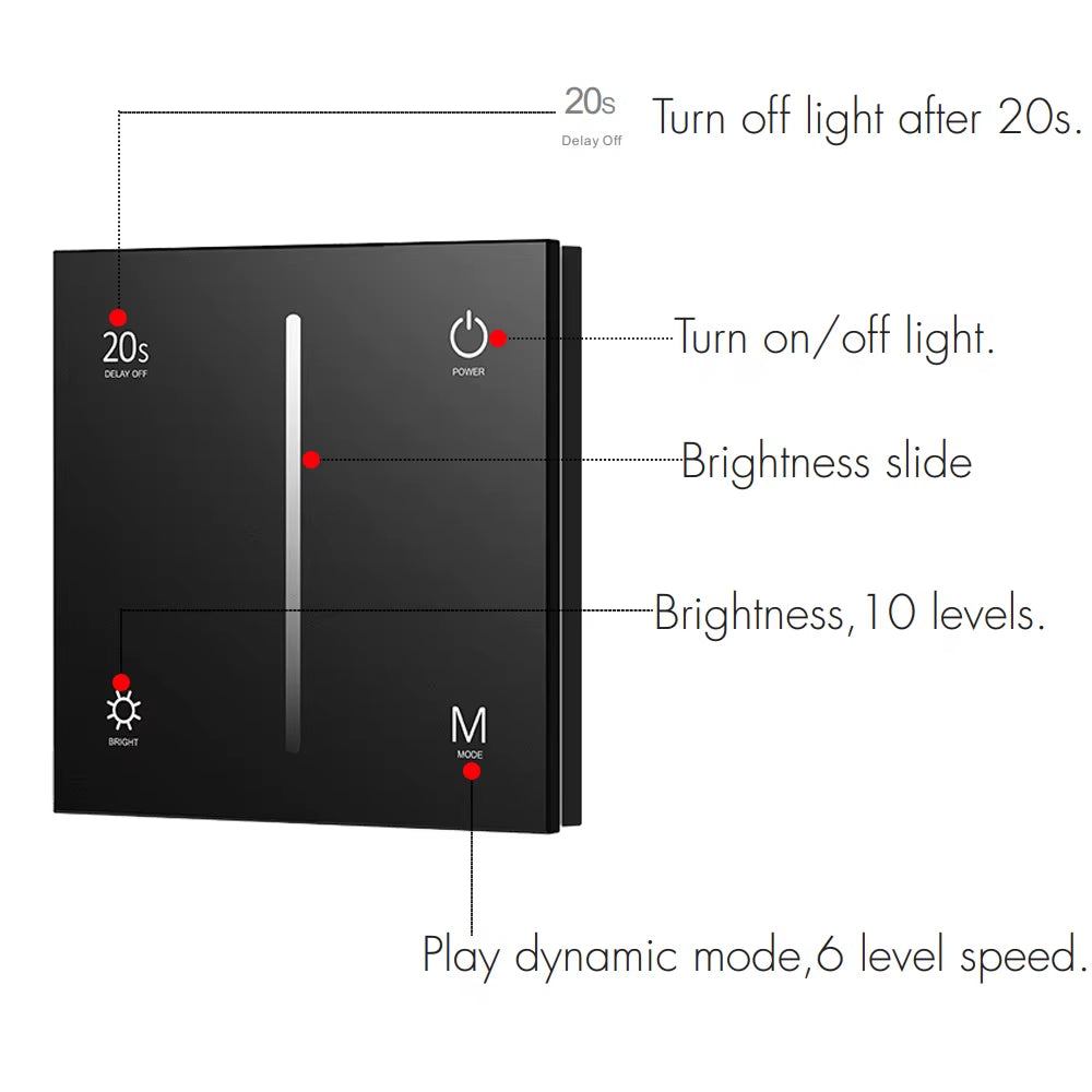 AC Triac Dimmer Ultra Sensitive High Strength Glass Touch 86 Panel Fade Mode for AC 110V 220V 230V Dimmable LED Lamps Dimming